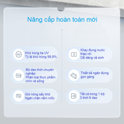 Bộ Dao Thớt Khử Khuẩn UV Và Sấy Khô 65ºC Morphy Richards MR1002 Thế Hệ Thứ 3 - Công suất: 130W - HÀNG NHẬP KHẨU