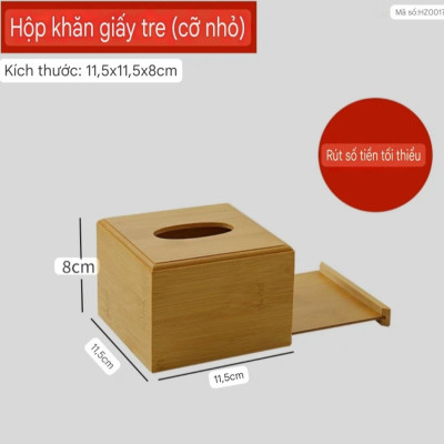 Hộp Gỗ Tre Đựng Giấy Ăn 4 Mặt Chữ Nhật Cao Cấp
