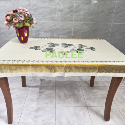 (Tặng 1 lót phần ăn 30x45 cm) Khăn trải bàn W.751 90x150 cm, hoa văn nổi - sang trọng, không thấm nước, dễ làm sạch