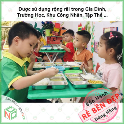 (Bền Bỉ) Khay Cơm Inox 5 Ngăn Tiện Dụng KhoNCC Hàng Chính Hãng - Chống Gỉ An Toàn Sạch Sẽ - Không Vỡ Phù Hợp Cho Cả Trẻ - KLM-KCI5N