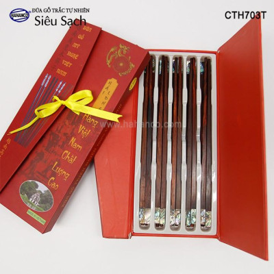 Đũa gỗ Trắc đầu ốc Bào Ngư nhập khẩu Úc (Hộp 10 Đôi) CTH703TV - Tặng kèm hộp đẹp làm quà biếu - Đũa siêu sạch