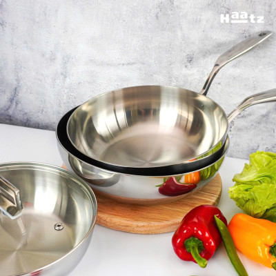 Chảo Sâu Lòng Inox 316 Đúc Liền Khối Hàn Quốc, size 20/24/26cm, Dùng Mọi Loại Bếp, Chống Dính Tự Thân