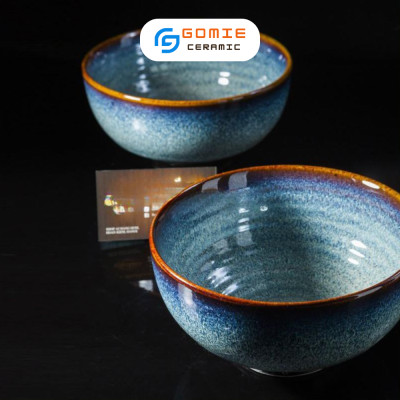 Bát Phở Cup Men Xanh Hoả Biến 17x9.5cm - Bát Phở Gốm Sứ Cao Cấp - Bát Phở Gốm Sứ Bát Tràng Hàng Cao Cấp
