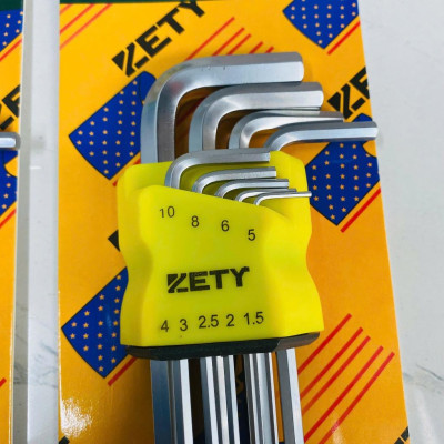 Bộ Lục Giác Thép Nâu Đầu Bi 9 Cây Chữ L 1.5-10mm , Chất liệu thép CR-V6150 - Bộ lục giác Yeti