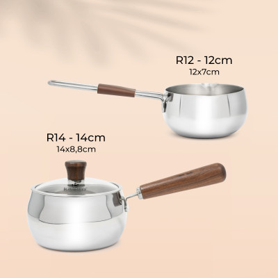 Quánh Inox 3 lớp đúc liền khối miệng rót Kalpen Baby Rinmer size 14cm, bảo hành 5 năm