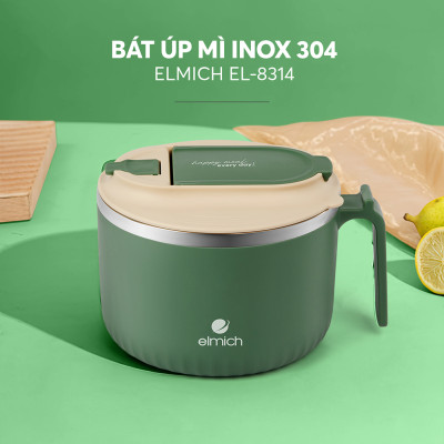 Bát úp mì inox 304 Elmich EL8314 dung tích 1.35L, Hàng chính hãng, có tay cầm, tích hợp lỗ thông hơi - JoyMall