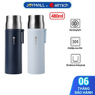 Bình giữ nhiệt inox 304 Elmich EL8328 480ml, Hàng chính hãng, nắp tích hợp làm cốc uống, đế silicone chống trượt - JoyMall