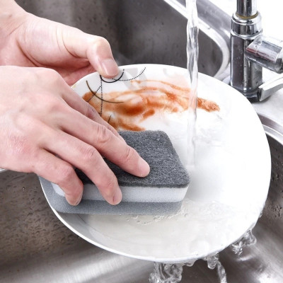 SET 2 Miếng Bọt Xốp, Ghi Xám Cọ Rửa Chén Bát Đĩa, Đánh Chảo Nồi Chảo, Vệ Sinh Sạch Sẽ, Dọn Bếp Tiện Dụng - TakyHome 5152set2