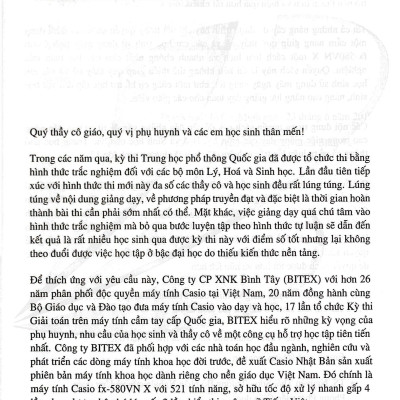 Ứng Dụng Casio Fx - 580Vn X Đối Với Các Môn THPT Lý - Hóa - Sinh