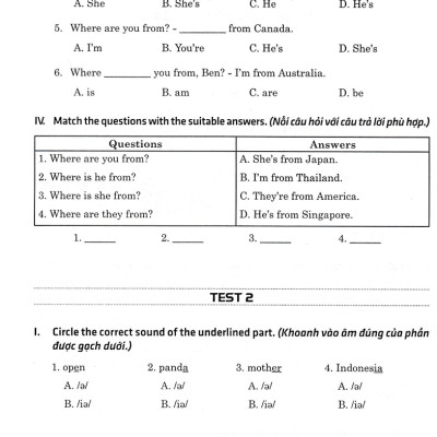 Đề Kiểm Tra Tiếng Anh 4 - Có Đáp Án (Dùng Kèm SGK Tiếng Anh 4 Global Success) _HA