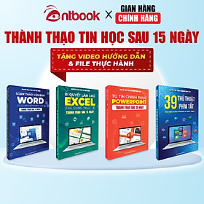 Bộ 4 Cuốn Sách Word - Excel - Powerpoint - 39 Thủ Thuật Phím Tắt, Tặng Video Hướng Dẫn, File Thực Hành, Khoá Học