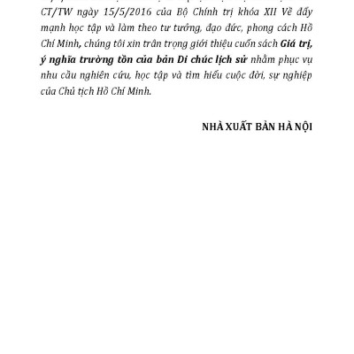 Chủ Tịch Hồ Chí Minh Với Cuộc Hành Trình Của Thời Đại: Giá Trị, Ý Nghĩa Và Sự Trường Tồn Của Bản Di Chúc Lịch Sử - Nguyễn Văn Dương, Vũ Kim Yến