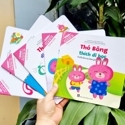 Full Combo (bộ 5 cuốn) Ehon Kỹ Năng Sống Thỏ Bông - Âm Thanh - Nhận Biết (Tặng Vòng Dâu Tằm May Mắn Cho Bé)