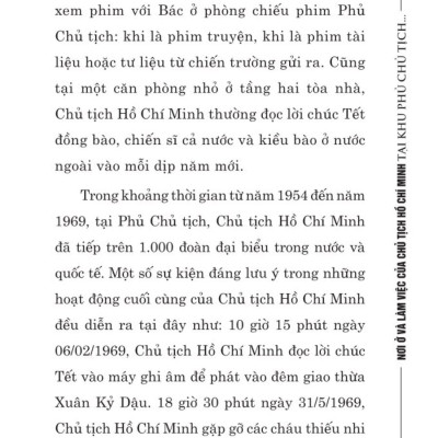 Nơi ở và làm việc của Chủ tịch Hồ Chí Minh tại Khu Phủ Chủ tịch - Hà Nội - bản in 2025