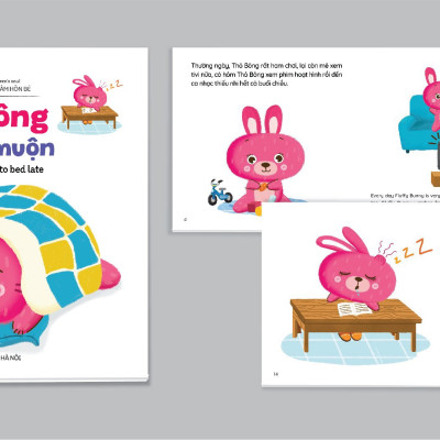 Full Set Ehon Kỹ Năng Sống Thỏ Bông- Phát Triển Tư Duy Tích Cực Cho Bé ( Song Ngữ Việt Anh) Bộ 10 Cuốn - Tặng Vòng Dâu May Mắn Cho Bé