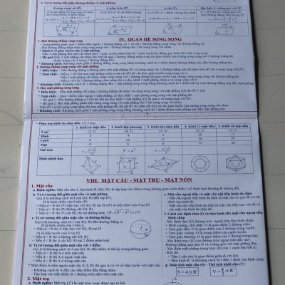 Hệ Thống Kiến Thức Hình Học 10-11-12 (bản mới - cỡ lớn)