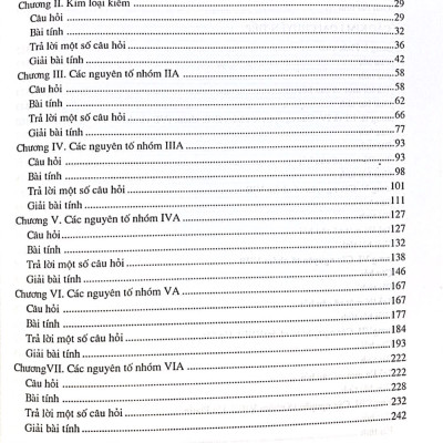 Bài tập Hoá học vô cơ, Quyển III, Hoá học các nguyên tố - A. Nguyên tố tiêu biểu, B. Kim loại chuyển tiếp
