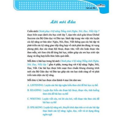Sách - Chinh phục 4 kỹ năng tiếng anh nghe - nói - đọc - viết lớp 7 - tập 2 ( GLOBAL SUCCESS )