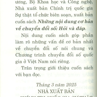 Những nội dung cơ bản về chuyển đổi số - Hỏi và đáp (bản in 2025)