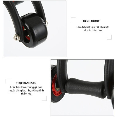 Con Lăn Tập Cơ Bụng 4 Bánh( Kèm tấm thảm lót gối )