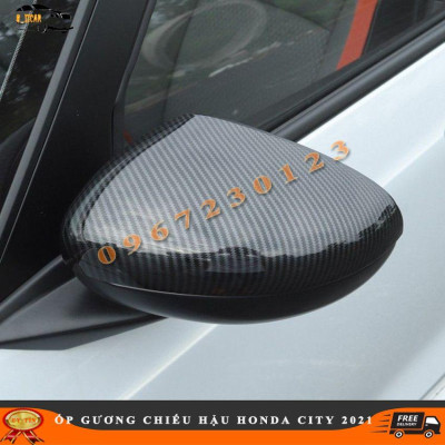 Bộ 2 Ốp Gương Chiếu Hậu cho  HONDA CITY 2021 Cacbon Và Mạ Crom Chuẩn Phom Xe
