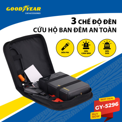 Bộ Kích Bình 400A Kiêm Bơm Lốp Xe GOODYEAR GY-5296 Đa Chức Năng Sạc Dự Phòng 10400mAh Cứu Hộ Nhanh Chóng - Nhập Khẩu Chính Hãng
