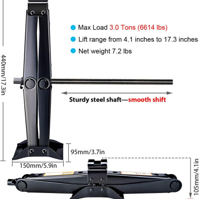 [Cross] kich 3 tấn  nâng tối đa cao 440mm, đầu sết cờ lê 17