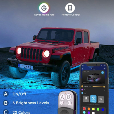 Đèn LED gầm ô tô Govee RGBIC Exterior Car Underglow Light H6184 | Kháng nước, cảm biến nhạc RGB 16 triệu màu