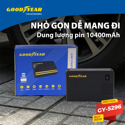 Bộ Kích Bình 400A Kiêm Bơm Lốp Xe GOODYEAR GY-5296 Đa Chức Năng Sạc Dự Phòng 10400mAh Đèn LED Khẩn Cấp - Nhập Khẩu Chính Hãng