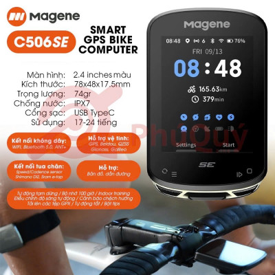 Đồng Hố Tốc Độ Xe Đạp Dẫn Đường Magene C506 SE IPS 2.4 inch GPS WiFi Bluetooth Tương Thích Garmin Strava Hỗ Trợ Android iOS
