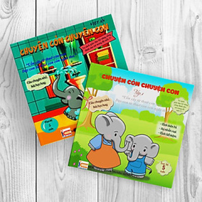 Sách rèn luyện kỹ năng cho bé từ 0-8 tuổi - Combo 2 cuốn truyện tranh  Chuyện Cỏn Chuyện Con Tập 1+2 (Voi Con Tinh Nghịch + Voi Con Hiếu Động ) 