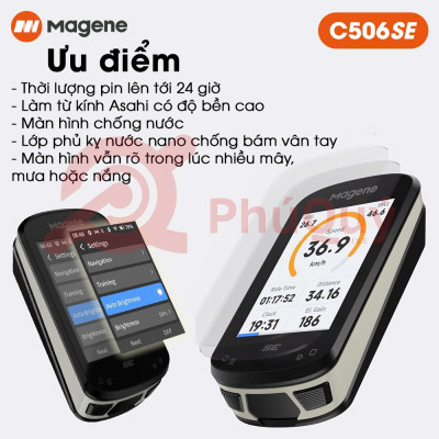 Đồng Hố Tốc Độ Xe Đạp Dẫn Đường Magene C506 SE IPS 2.4 inch GPS WiFi Bluetooth Tương Thích Garmin Strava Hỗ Trợ Android iOS