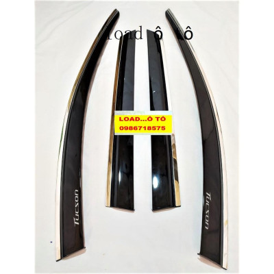 Bộ Vè Che Mưa Huyndai Tucson 2022-2023 Mẫu Vè Chỉ Inox, Đen Cao Cấp