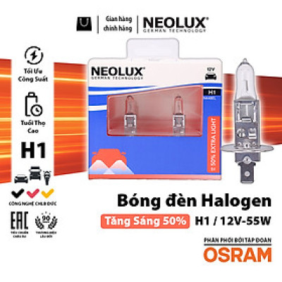 Combo 2 Bóng Đèn Halogen Tăng Sáng 50% OSRAM NEOLUX Dùng Cho Xe Ô Tô Xe Máy Chân H1 H4 H7 - Nhập Khẩu Chính Hãng