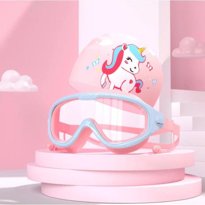 Kính Bơi Trẻ Em Góc Rộng Chống Tia UV Chống Sương Mù Kèm Mũ Bơi Và Nút Bịt Tai Cho Bé 3-15 Tuổi - Giao Hoạ Tiết Ngẫu Nhiên