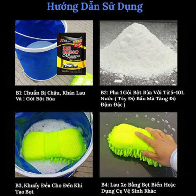 Túi Bột Rửa Xe Ô Tô, Xe Máy Car Shampoo Powder - Bột Vệ Sinh Xe Đánh Bay Vết Bẩn Hiệu Quả