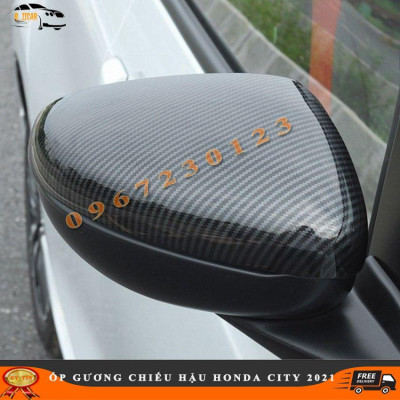 Bộ 2 Ốp Gương Chiếu Hậu cho  HONDA CITY 2021 Cacbon Và Mạ Crom Chuẩn Phom Xe