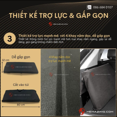 Đệm Nằm ô tô VINFAST LUX SA2.0 - Thiết kế 4 Khay Dọc Trợ Lực - Đệm không bơm như đệm hơi ô tô