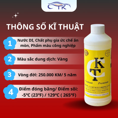 Nước Làm Mát Động Cơ Ô Tô Classic/ Prenium/ Super Coolant CTK Chính Hãng, Dung Tích 1L, Bảo Vệ Động Cơ Lâu Dài