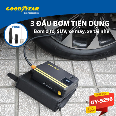 Bộ Kích Bình 400A Kiêm Bơm Lốp Xe GOODYEAR GY-5296 Đa Chức Năng Sạc Dự Phòng 10400mAh Cứu Hộ Nhanh Chóng - Nhập Khẩu Chính Hãng