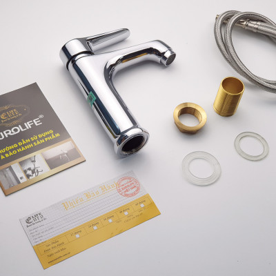 Vòi Lavabo nóng lạnh Đồng mạ Chrome Eurolife EL-7002 (Trắng bạc)