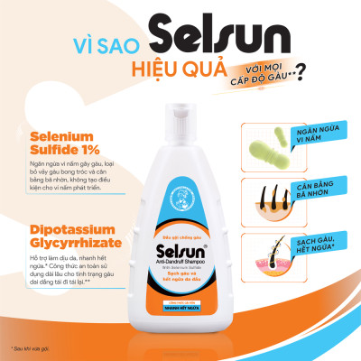 Dầu gội Selsun chống gàu, sạch gàu & hết ngứa da đầu Selsun Anti-Dandruff Shampoo 250ml