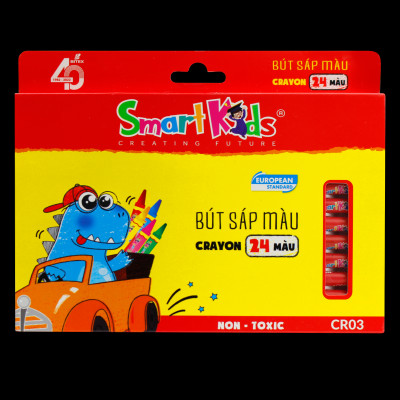 Hộp 24 Bút Màu Sáp Dino - Smartkids CR03