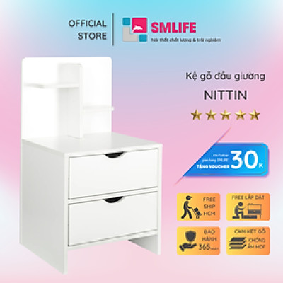 Kệ gỗ đầu giường phong cách hiện đại SMLIFE Nittin