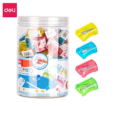 Gọt bút chì mini Deli - Hồng, Cam, Xanh dương, Xanh lá - 1 cái màu ngẫu nhiên - Chất liệu ABS bền bỉ, lưỡi dao không ghỉ