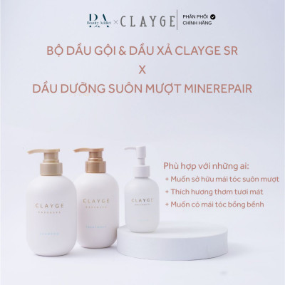 Dầu gội và dầu xả CLAYGE SR - chiết xuất đất sét làm sạch và dưỡng ẩm