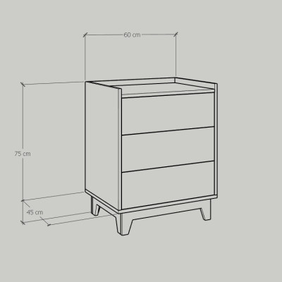 [Happy Home Furniture] KINA , Tủ đựng đồ 3 ngăn kéo , 60cm x 45cm x 75cm ( DxRxC), THK_074