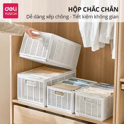 Hộp Nhựa Chia Ngăn DELI Có Thể Tháo Rời Xếp Chồng -Khay Nhựa Chia Ngăn Đựng Quần Áo Đồ
