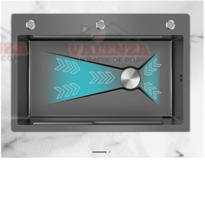 Chậu rửa bát inox304 chống xước 7845 nano đen, vòi Vuông nóng lạnh, bộ xả, khay inox, dụng cụ xịt ly cốc, bình rửa bát