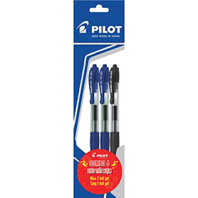 Combo Pilot 04 : 2 Bút Gel G-2 Mực Xanh + 1 Bút Gel G-2 Mực Đen